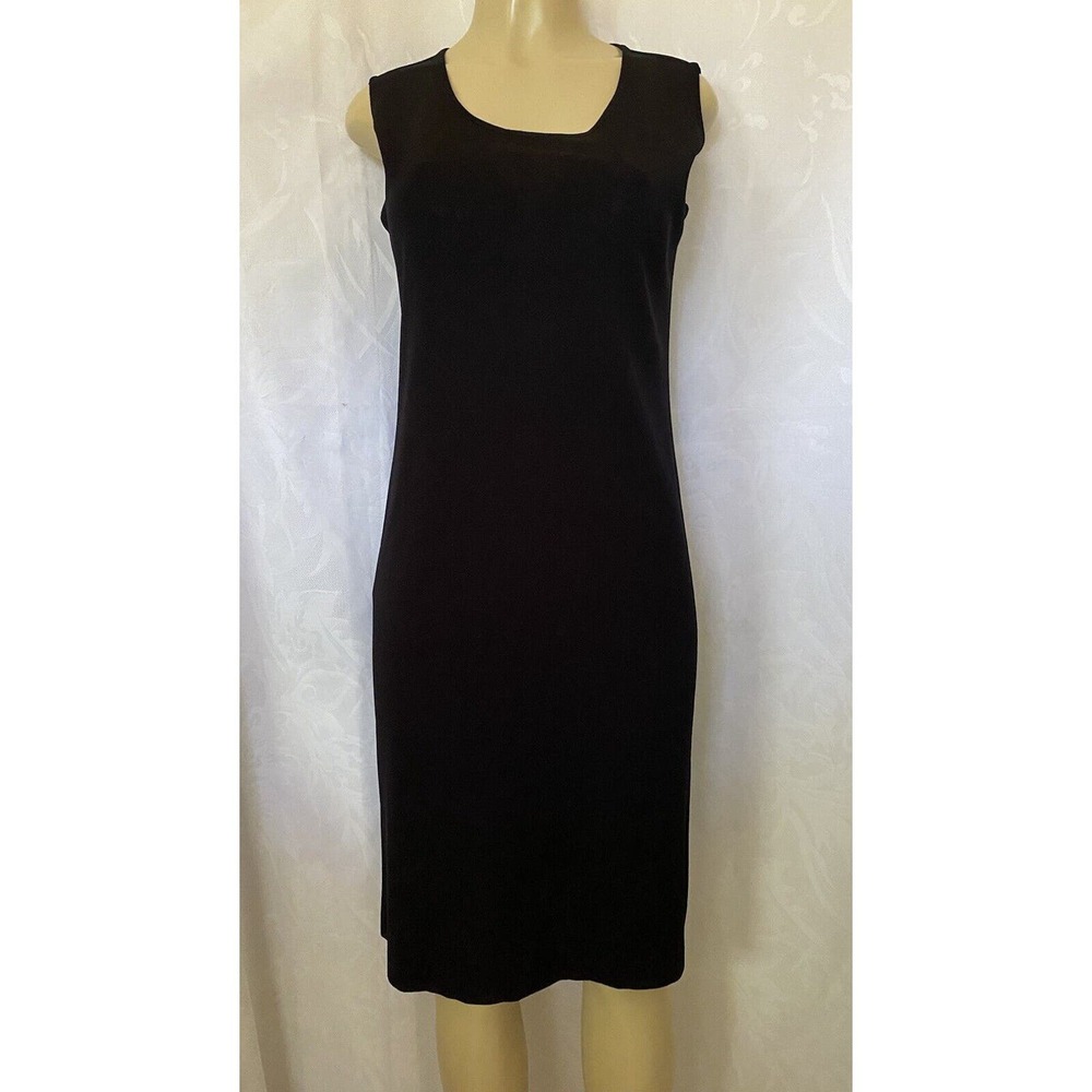 Exclusively Misook Tank Dress Black Sleeveless Round Neck Knit Acrylic Classic M - Picture 3 of 7